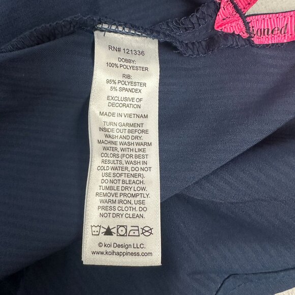 Koi Lite Womens Navy Performance Stretch Scrub Top Size M Slim Fit Soft Durable - Picture 6 of 6